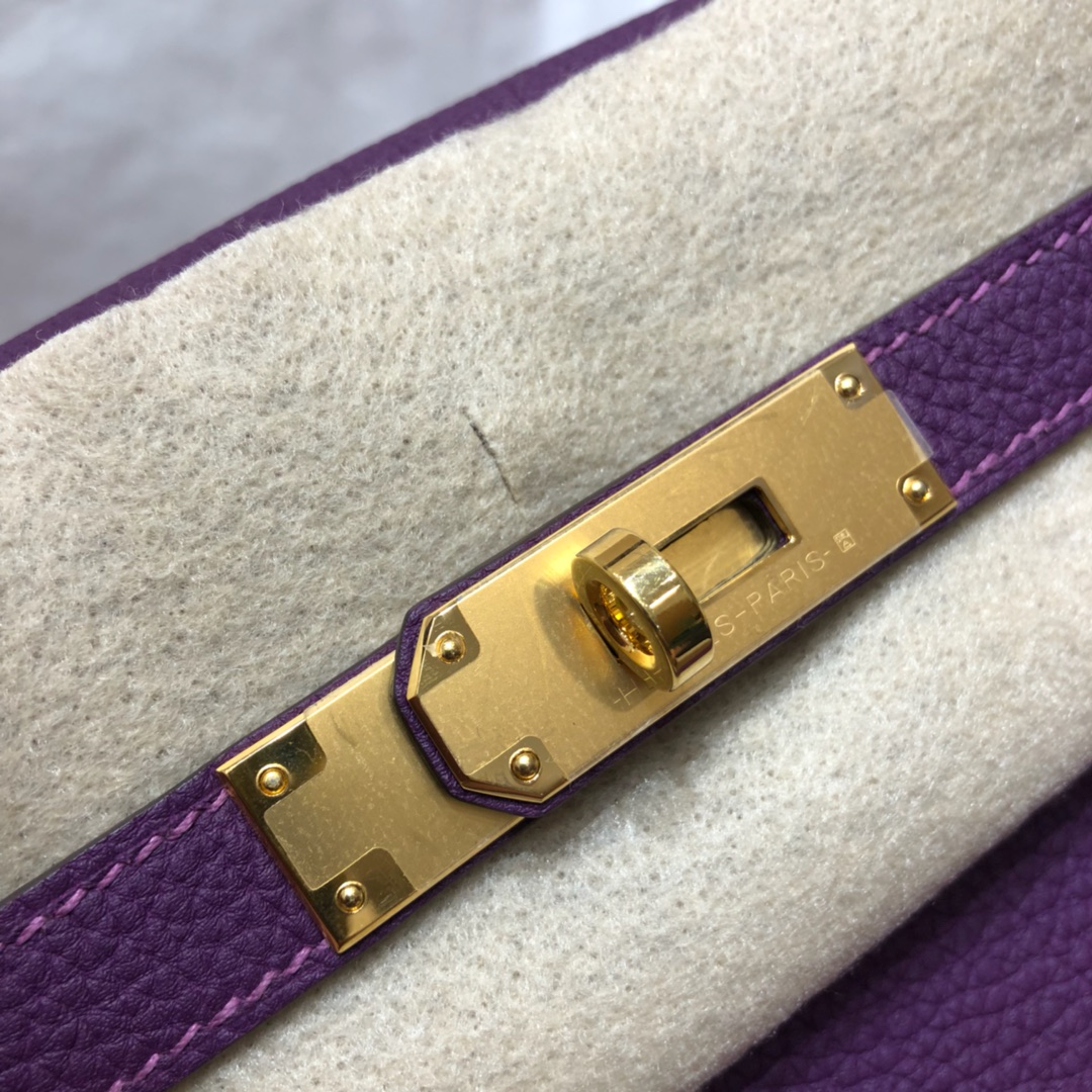 Hermes Kelly 28cm Handbag Shoulder Bag in Purple Togo Leather